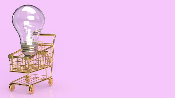 Lightbulb Gold Supermarket Cart Idea Business Concept Rendering — Stock Photo, Image