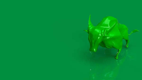 Grön Tjur Grön Bakgrund För Affärsidé Rendering — Stockfoto