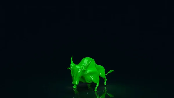 Toro Verde Sobre Fondo Negro Para Concepto Negocio Renderizado —  Fotos de Stock