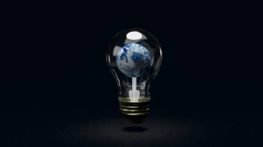 Toprak iş ya da bilim konsepti 3D görüntüleme için ampulde