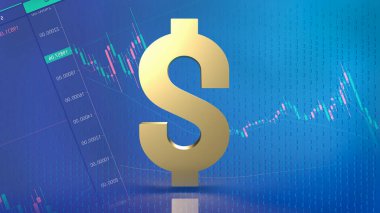 İşletme konsepti için altın dolar 3D renderin