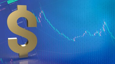 İşletme konsepti için altın dolar 3D renderin