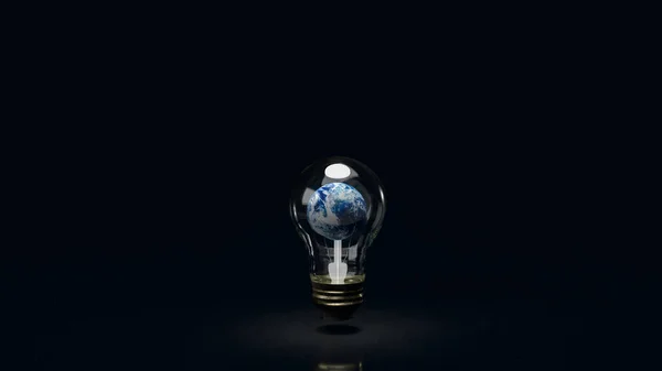 ビジネスや科学の概念3Dレンダリングのための電球の地球 — ストック写真