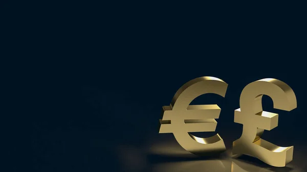 Zlato Euro Libra Symbol Pro Obchodní Koncept Vykreslování — Stock fotografie
