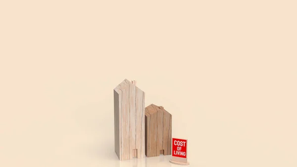 The home wood toy for cost of living concept 3d rendering