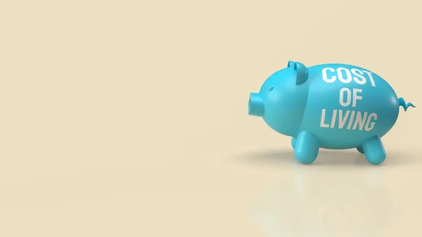 The blue piggy bank for cost of living concept 3d rendering