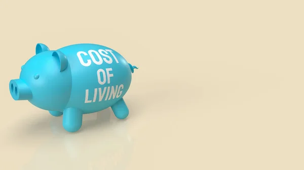 Blue Piggy Bank Cost Living Concept Rendering — Stock Photo, Image