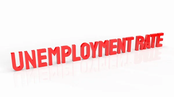 Red Unemployment Rate White Background Rendering — Stock Photo, Image