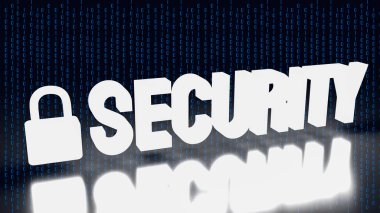 Kilit ve güvenlik metni koruma kavramı 3 boyutlu oluşturma için ışık üretiyor