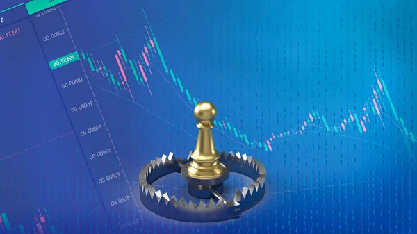 Gold Chess Bear Trap Business Concept Rendering — Stock Photo, Image