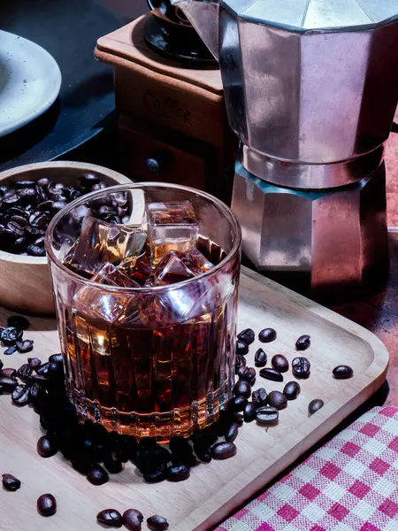 Холодное Варить Кофе Темный Тон Изображения Еды Напитков Концепции — стоковое фото