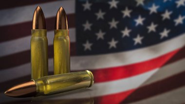 Yasalar veya suç konsepti 3D görüntüleme için ABD bayrağında kurşun