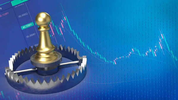 Gold Chess Bear Trap Business Concept Rendering — Photo