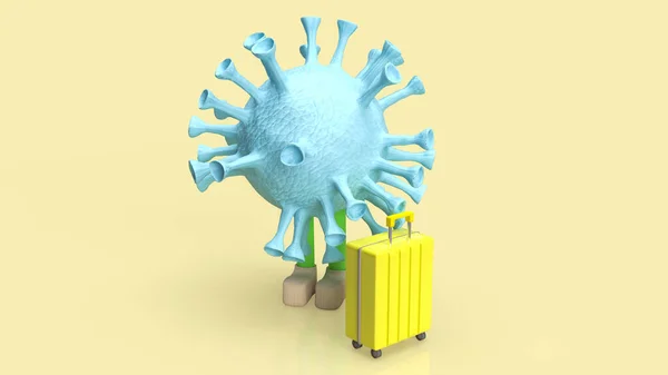 Virus Suitcase Medical Travel Concept Rendering —  Fotos de Stock