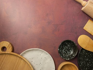 Mutfak ekipmanları gıda konsepti için düz görünüm oluşturur