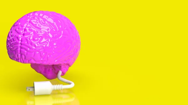 Pink Brain White Electric Plug Creative Business Concept Rendering — Foto Stock