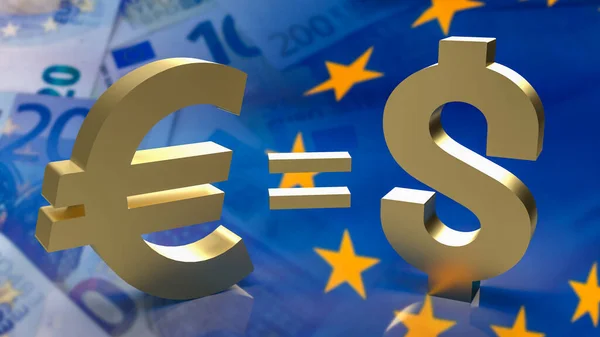Döviz Kuru Dengesi Için Euro Dolar Sembolü Konsepti Görüntüleme — Stok fotoğraf