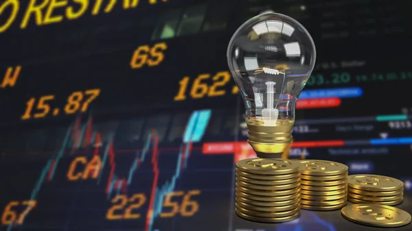 light bulb and gold coins  for business concept 3d rendering