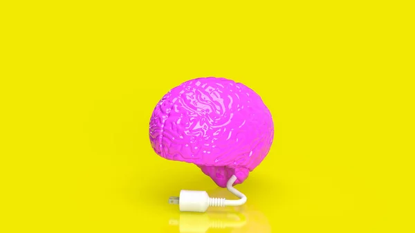 Pink Brain White Electric Plug Creative Business Concept Rendering — Stock fotografie