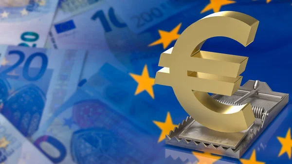 Złoty Symbol Euro Szczur Pułapka Biznes Koncepcja Renderowania — Zdjęcie stockowe