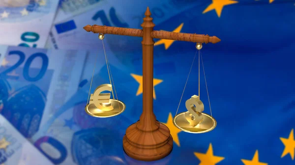 Symbol Euro Dollar Exchange Rate Balance Business Concept Rendering — Stock fotografie
