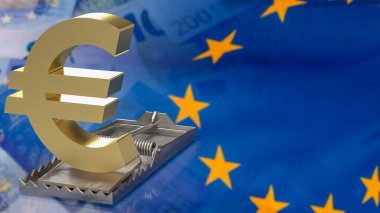 gold symbol euro  on rat trap business concept 3d rendering