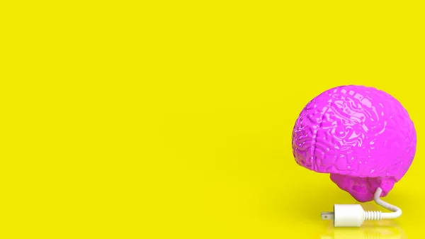 Pink Brain White Electric Plug Creative Business Concept Rendering — ストック写真