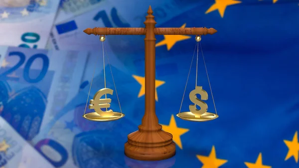 Döviz Kuru Dengesi Için Euro Dolar Sembolü Konsepti Görüntüleme — Stok fotoğraf