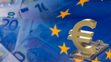 Altın sembolü Euro fare kapanı iş konsepti 3D yorumlama