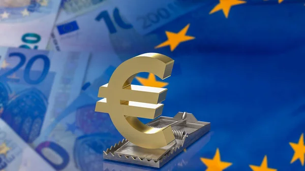 Gold Symbol Euro Rat Trap Business Concept Rendering — Stock fotografie