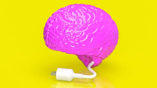 Pink Brain White Electric Plug Creative Business Concept Rendering — ストック写真