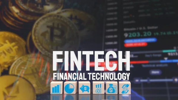 Fintech Word Business Background Technology Concept Rendering — Stock Photo, Image