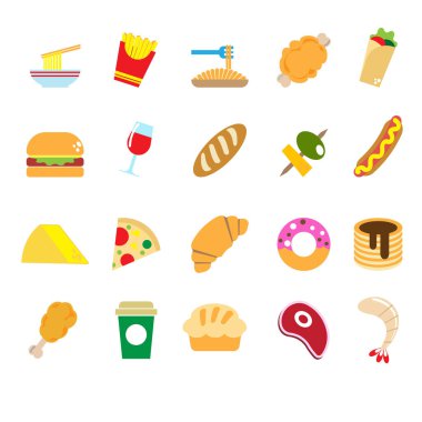 Gıda simgesi paketi vektör görüntüleme kümesi
