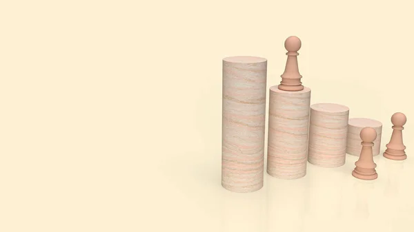 Wood Chess Stick Business Concept Rendering — ストック写真
