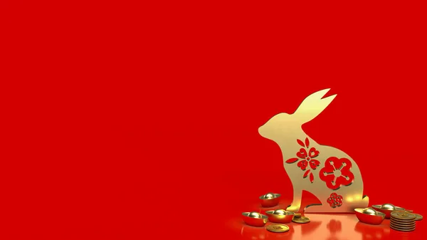 Gold Rabbit Chines Money Promotion Concept Rendering — ストック写真