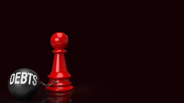 Debts Red Chess Business Concept Rendering — Photo
