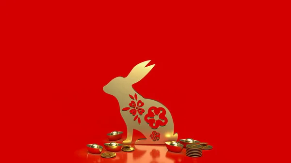 Gold Rabbit Chines Money Promotion Concept Rendering — Stockfoto