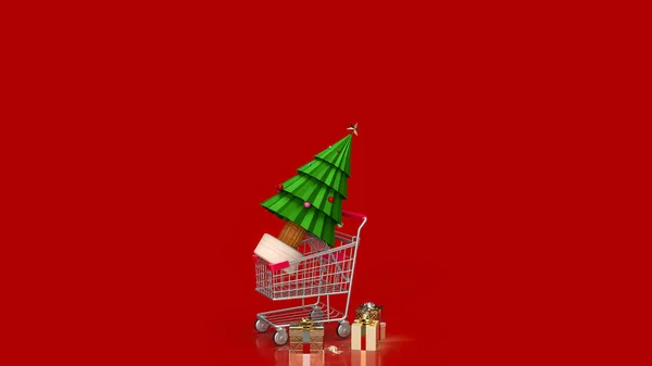 Christmas Shopping Cart Holiday Marketing Concept Rendering — 스톡 사진