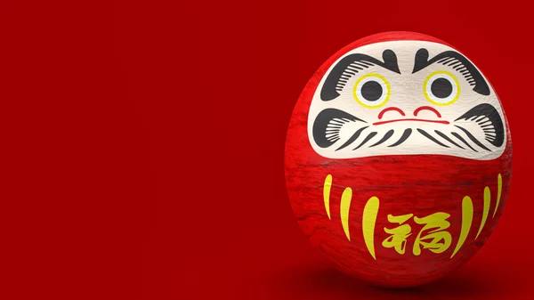 Daruma Japanese Doll Red Background Rendering —  Fotos de Stock