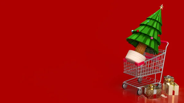 Christmas Shopping Cart Holiday Marketing Concept Rendering — Stok fotoğraf