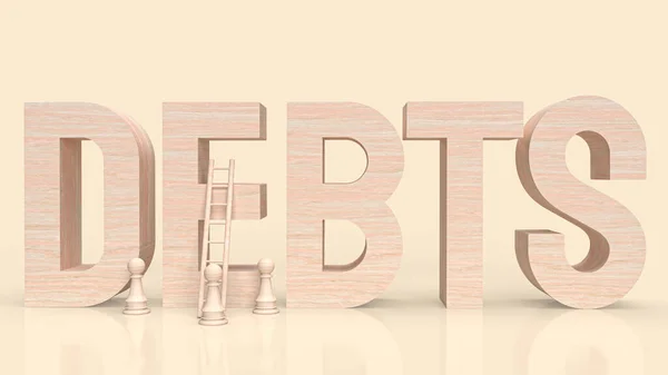 Debts Wood Text Business Concept Rendering — Stockfoto