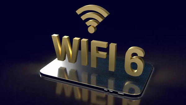 Gold Wifi6 Smartphone Internet Technology Concept Rendering —  Fotos de Stock