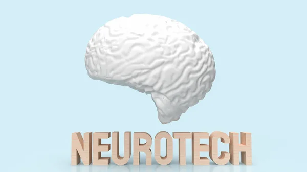 White Brain Wood Text Neueotech Sci Medical Concept Rendering — Stockfoto