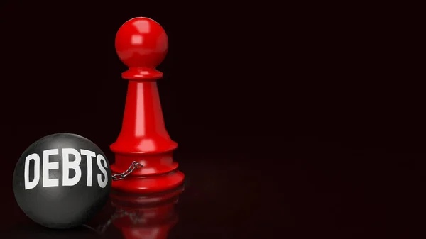 Debts Red Chess Business Concept Rendering — ストック写真