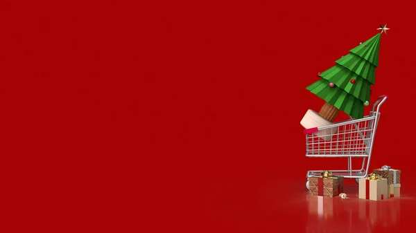 Christmas Shopping Cart Holiday Marketing Concept Rendering — Foto de Stock