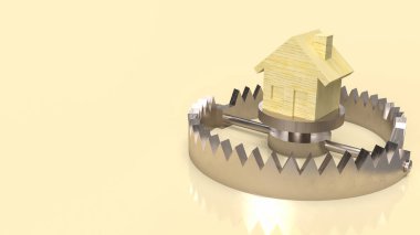 home wood on bear trap for property or construction  concept 3d rendering