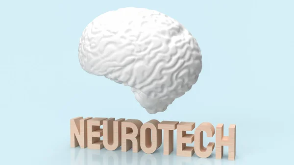 White Brain Wood Text Neueotech Sci Medical Concept Rendering — Fotografia de Stock