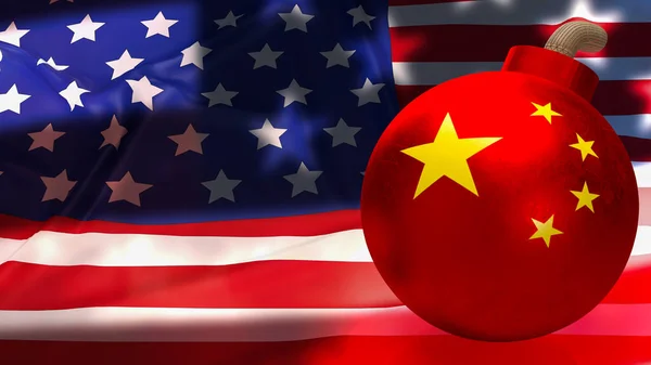 Chinese Bomb Usa Flag Background Rendering — стокове фото