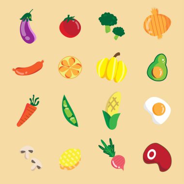 The food icon cartoon style bundle set vector image