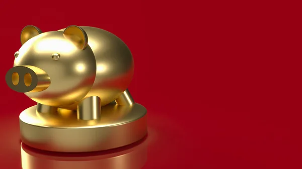 Gold Piggy Bank Red Background Business Concept Rendering — Foto de Stock